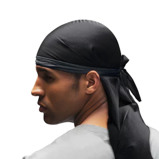 Bandana Durag Waves Touca Afro De Cetim Preto