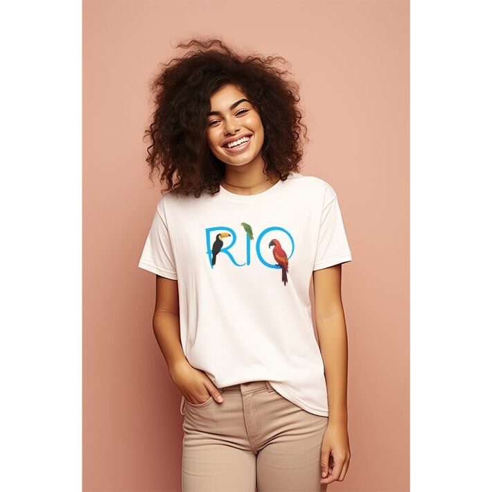 Camiseta Feminina Estampa Rio 100% Algodão Blusa Minimalista Tendência ...