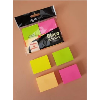 4 Blocos Adesivos colorido para recado com 100 Folhas cada bloco Cores Variadas Total 400 Folhas