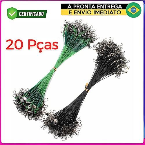 Kit 20 Peças De Arame De Pesca Lider Com Cabo Giratório Linha De Aço Durável De Chumbo 25 Cm