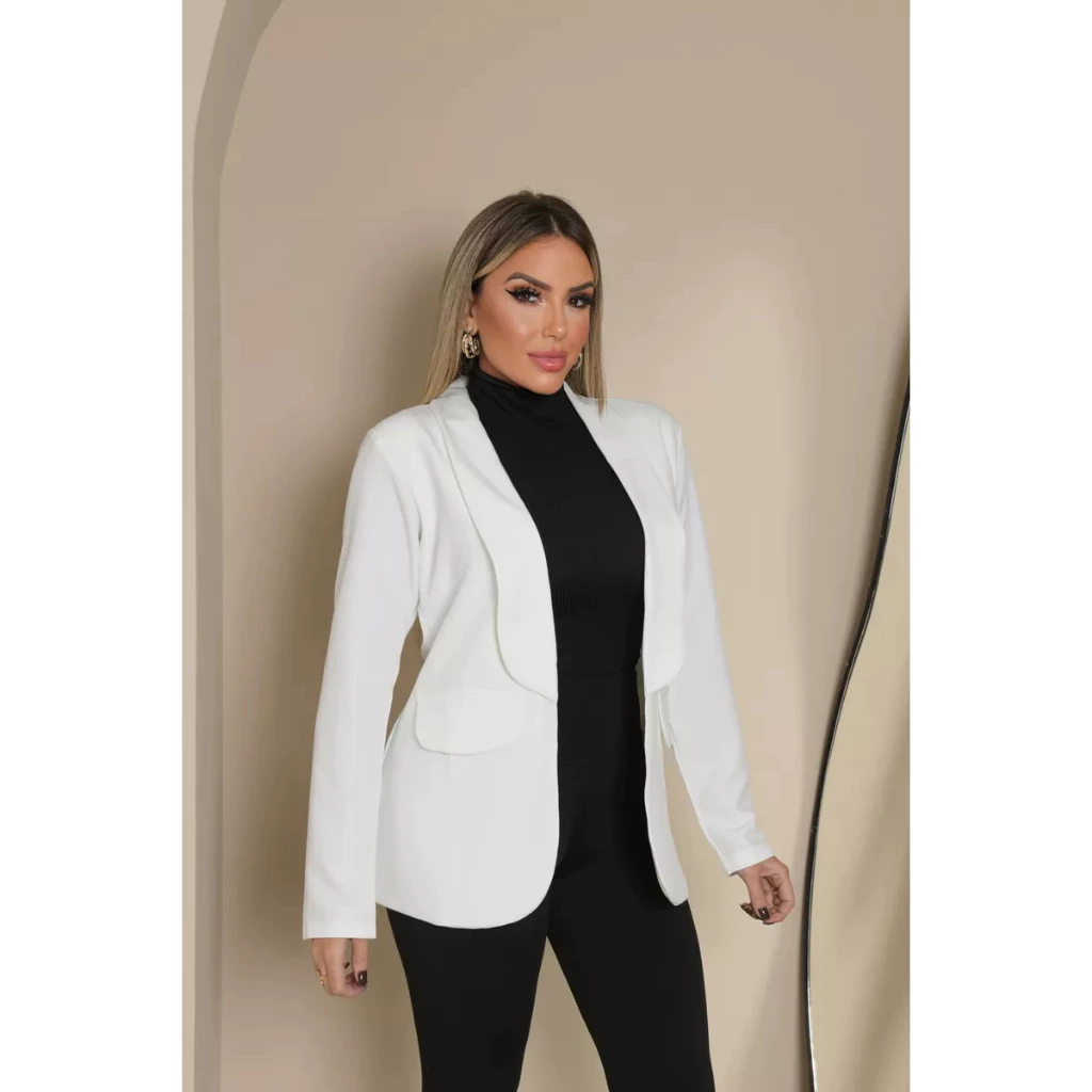 Blazer Alfaiataria Feminino Social Terninho Acinturado | Shopee Brasil