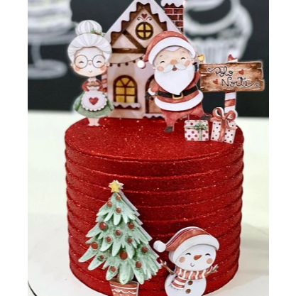 Topo de Bolo Natal Aquarelado