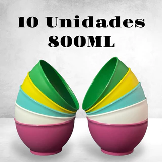 Kit 10 Peças bowl potes Grandes Tigelas Sobremesa Sorvete Açai 800 ML Caldos Sopas
