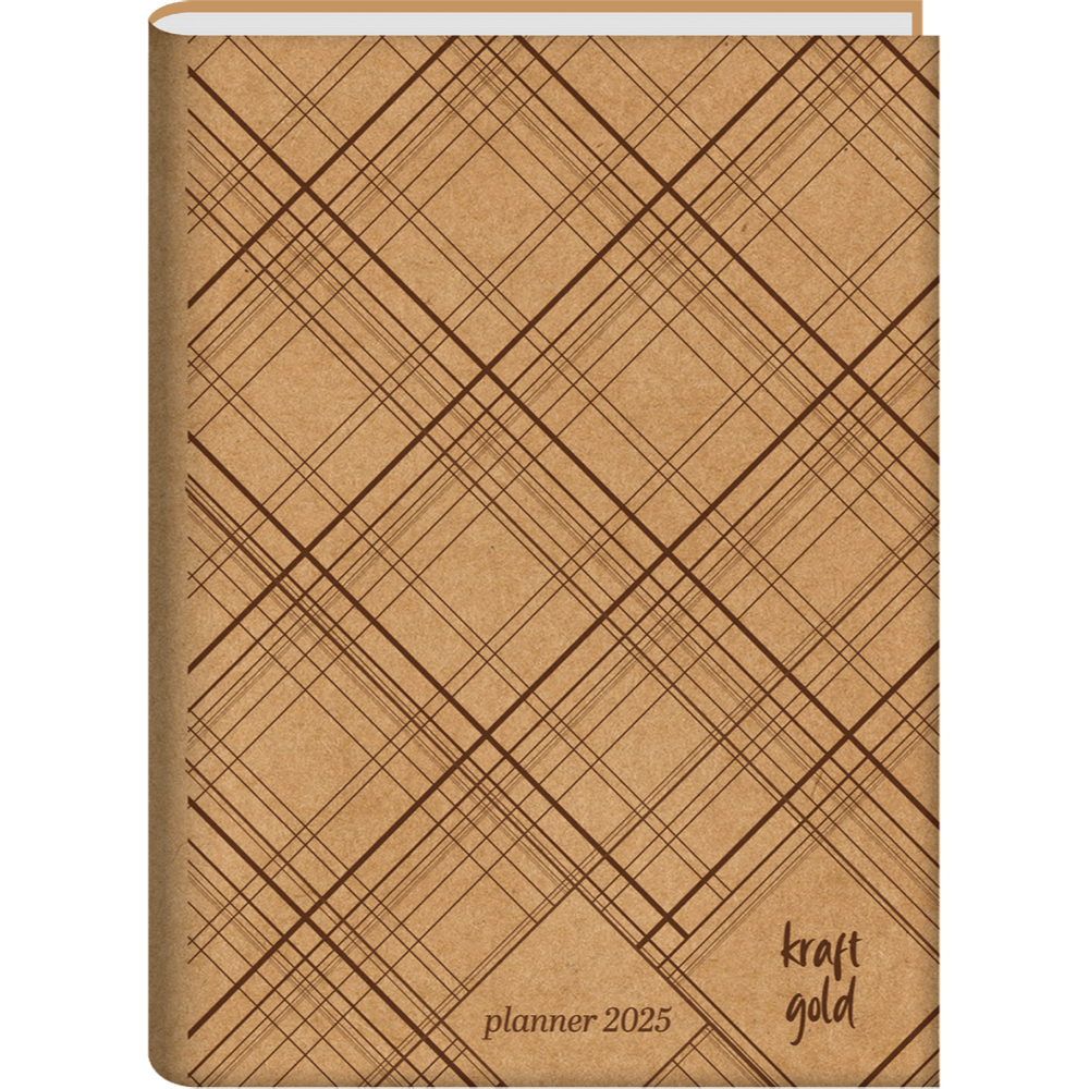 Planner 2025 Kraft Gold 20pgs Brochura Capa Flexivel