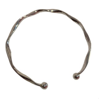 2x Bracelete Sem Fecho Simples Feminina Na Cor Prata