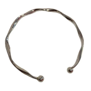2x Bracelete Sem Fecho Simples Feminina Na Cor Prata