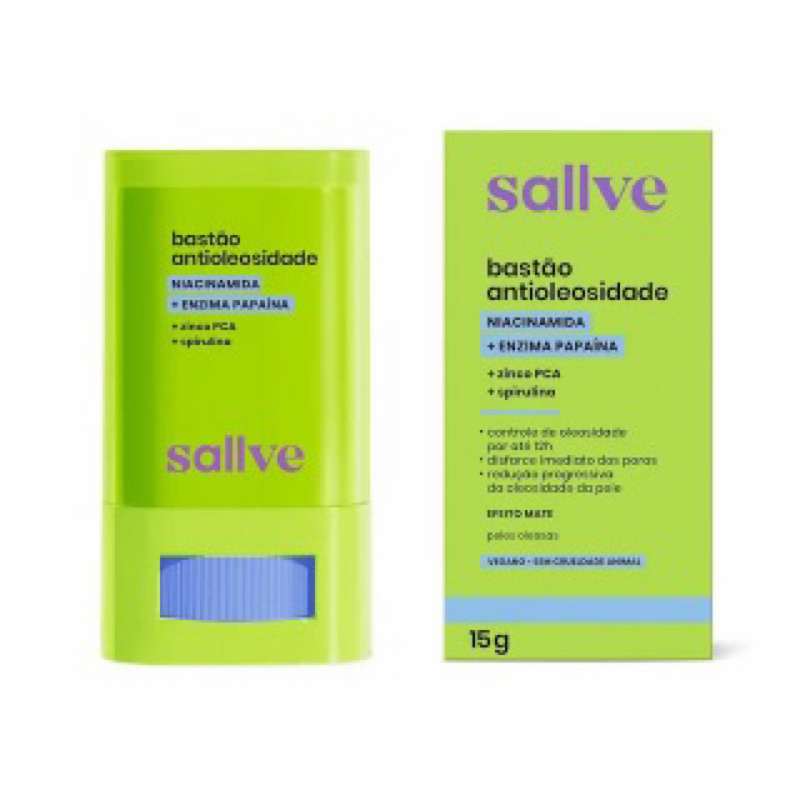 Bastão Antioleosidade Sallve Niacinamida + Enzima Papaína 15g