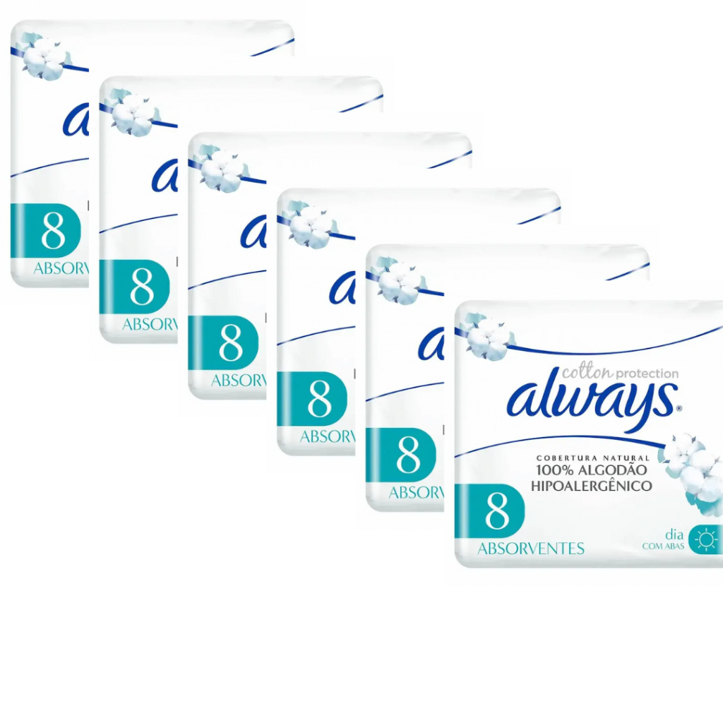 Kit 6 Absorvente Always Hipoalergênico Cotton Protection