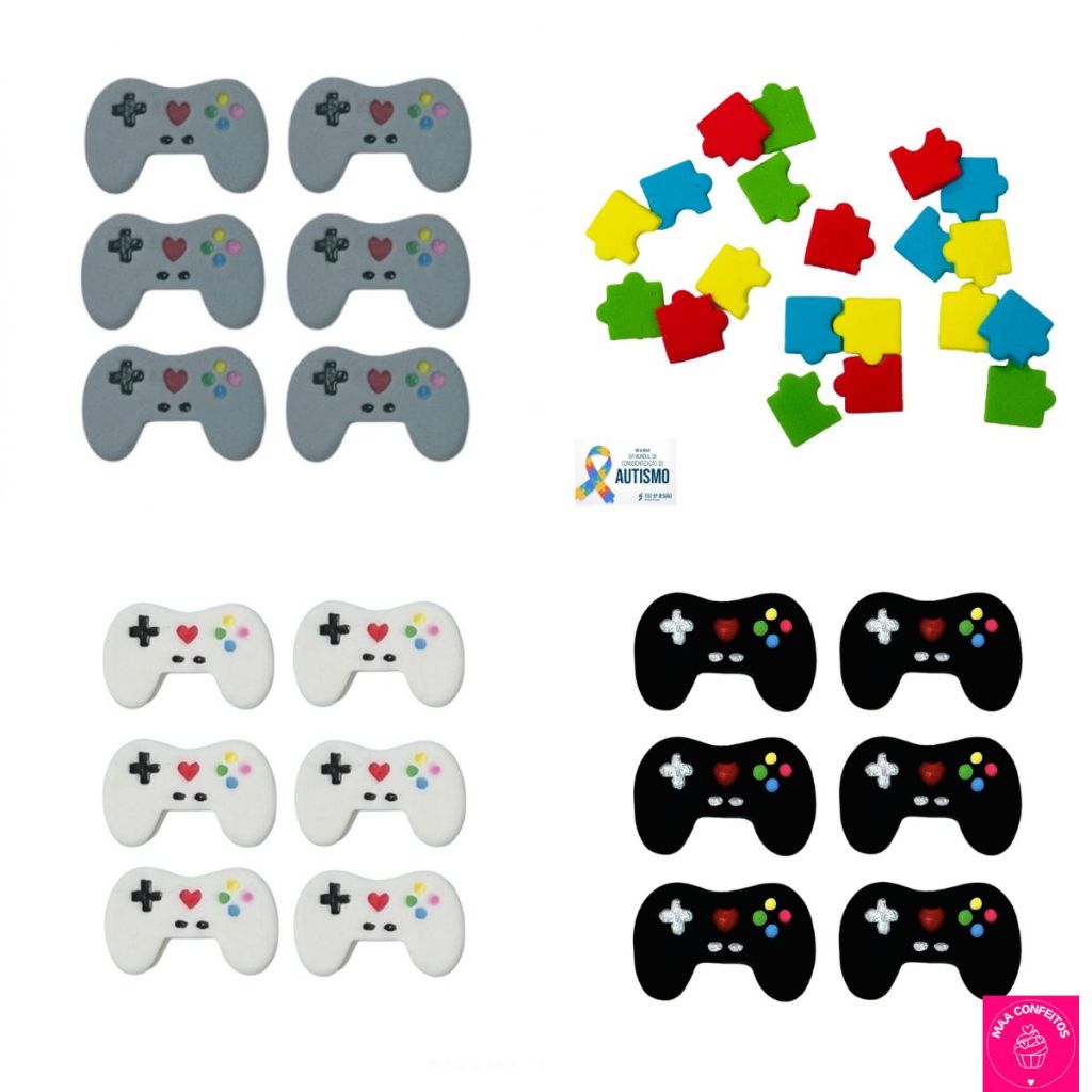 Confeitos de Açúcar 100% comestíveis controle de video game 