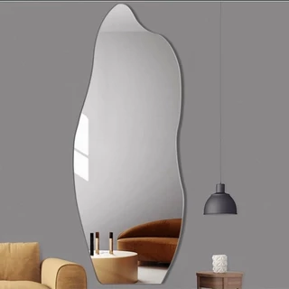 Espelho Orgânico Pinterest Grande Mod. Flame Retrô Oval Retangular Meia Lua Decorativo Sala Quarto Banheiro