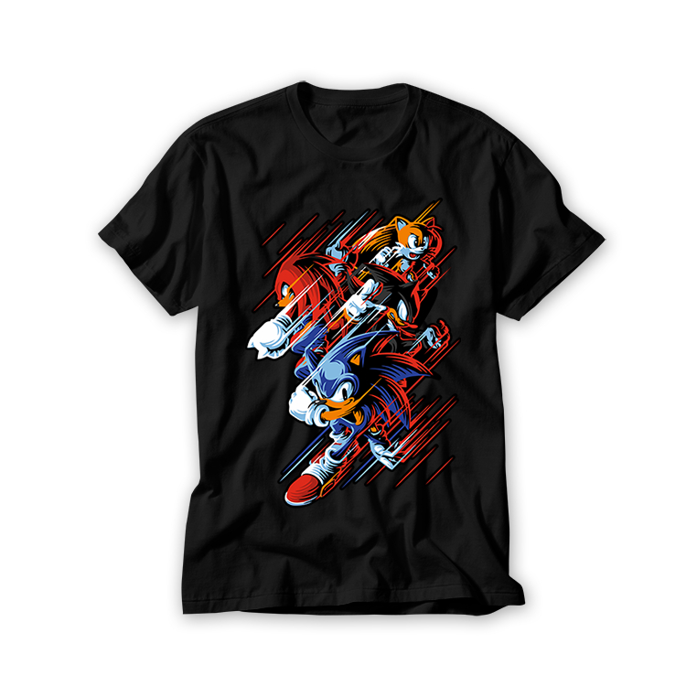 Camiseta Sonic Drive Mega Tails Shadow Knuckles o FIlme