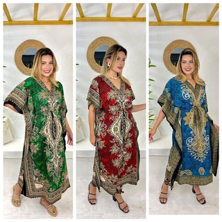 Kaftan longa indiana/Vestido longo indiano/Moda praia em Oferta na Shopee