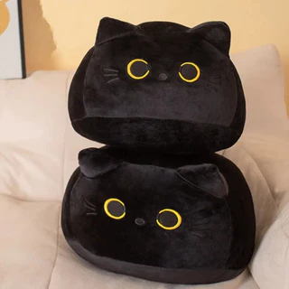 Almofada Gato Preto 20CM Pelúcia Kawaii - Boneca Macia, Gatinho Gordo, Presente Crianças, Amigos
