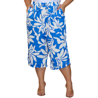 Calça Pantacourt Feminina Plus Size Liso e Estampas Modas Verão