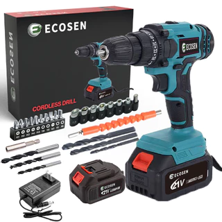 21V Furadeira Parafusadeira 3/8" a bateria com kit de brocas e bits Ferramentas profissionais
