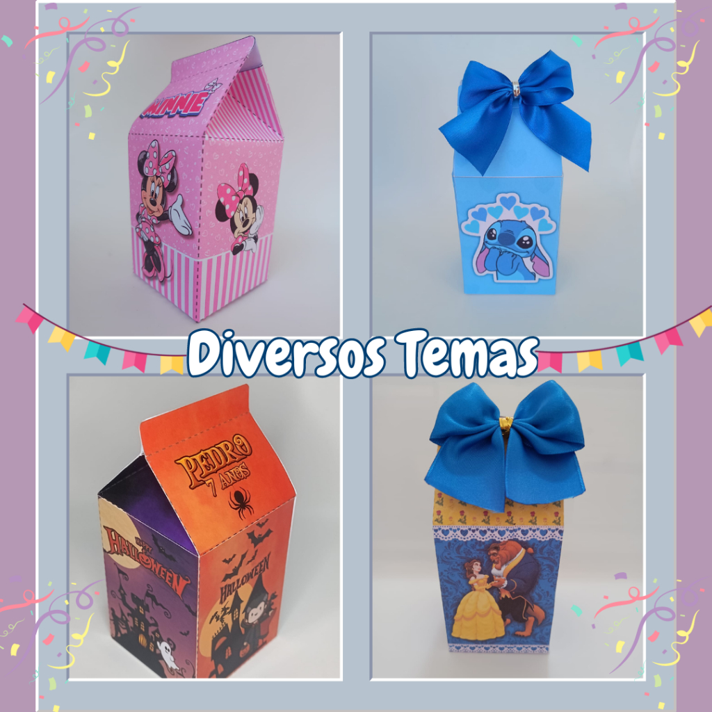 30 Caixinhas milk personalizadas . Caixas Kit Festa lembrancinhas diversos temas.
