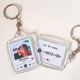 kit 2 Chaveiro personalizado de acrílico 3x4 com foto - frase - Spotify Code.
