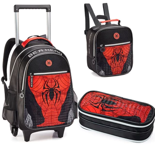 Kit Mochila Escolar Rodinhas Dark Spider - Denlex