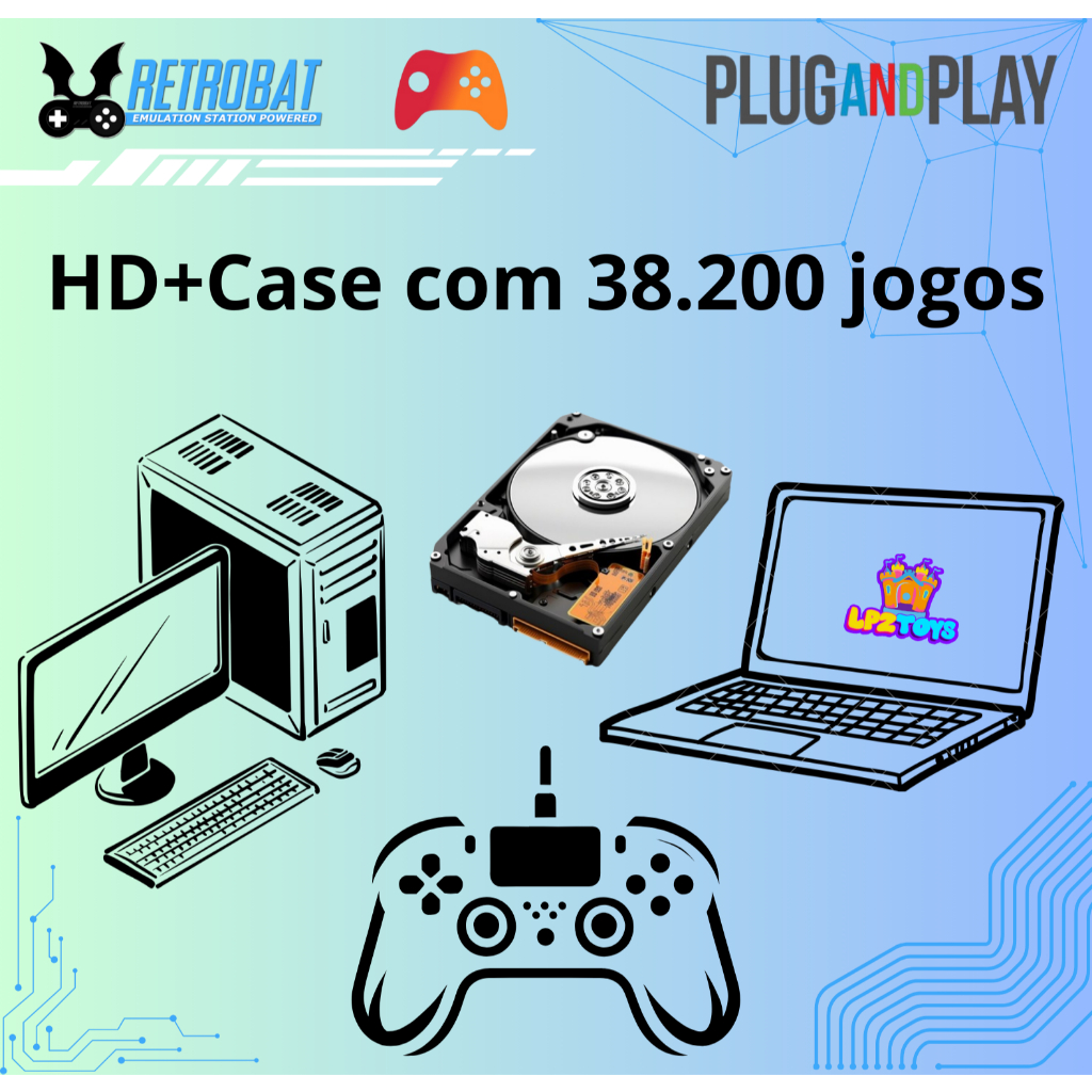 HD de jogos com Retrobat e Playnite possui +/ 38200 Jogos Retro para