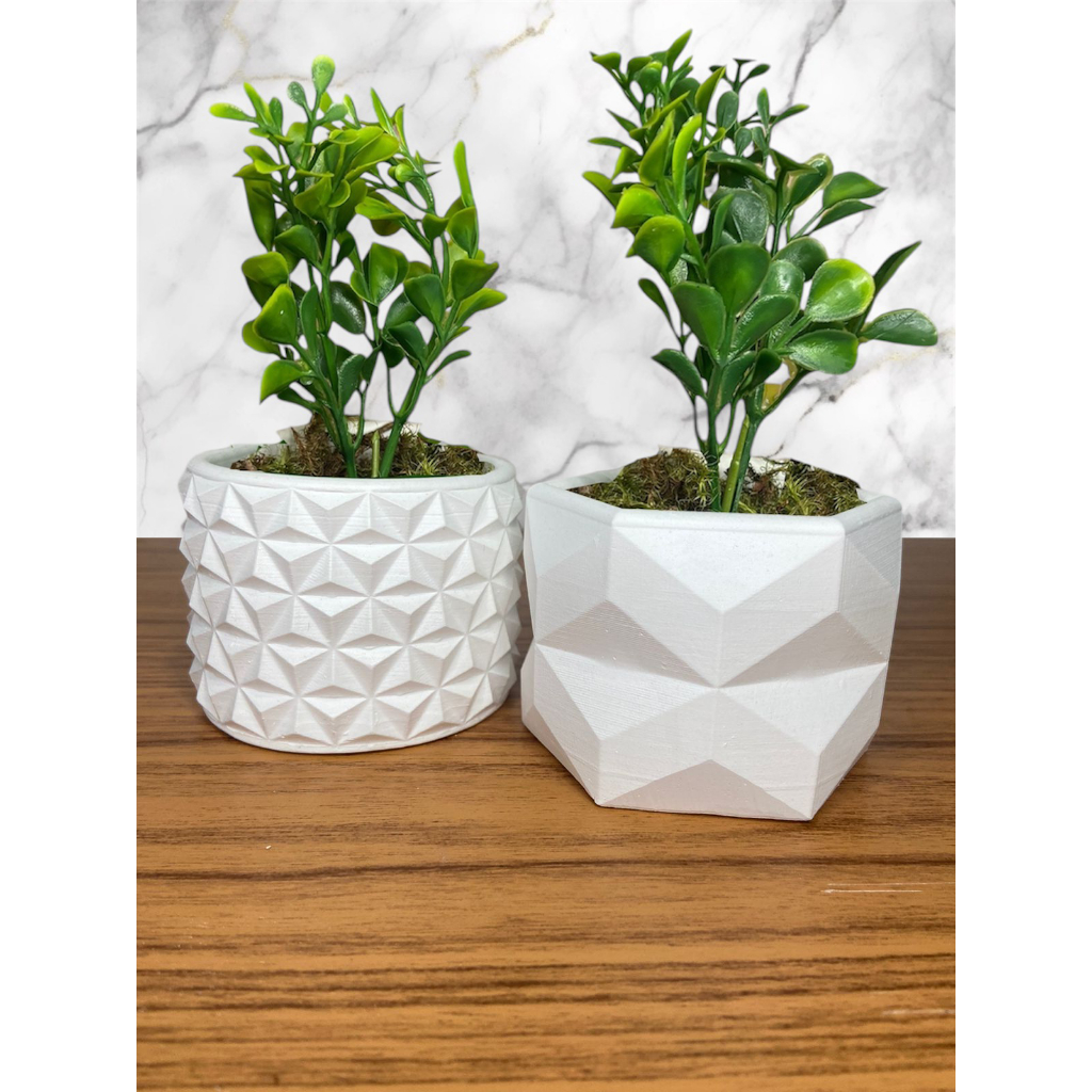 Kit 2 Unidades Vaso decorativo de Gesso Texturizado Com Plantas Para ...