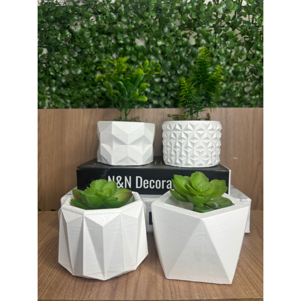 Kit 4 Unidades Vaso decorativo de gesso texturizado para Suculentas ...
