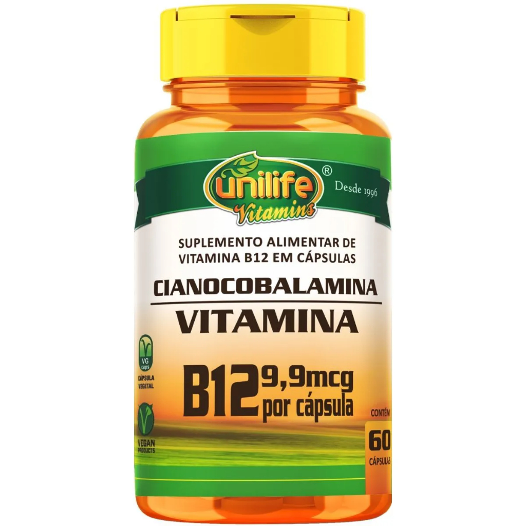 Vitamina B12 - Cianocobalamina - 60 cápsulas - Unilife | Shopee Brasil