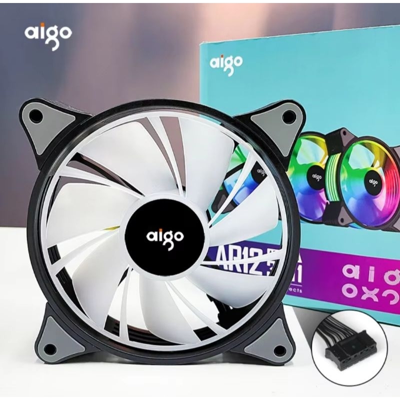 Cooler fan Aigo AR12 LED RGB 6 pinos 12cm 120mm Preto ou Branco ARGB5V