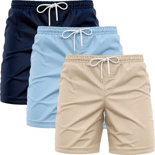 Kit 3 Bermuda Linho Premium Hugo Jobs Masculino Short Praia Verão Adulto