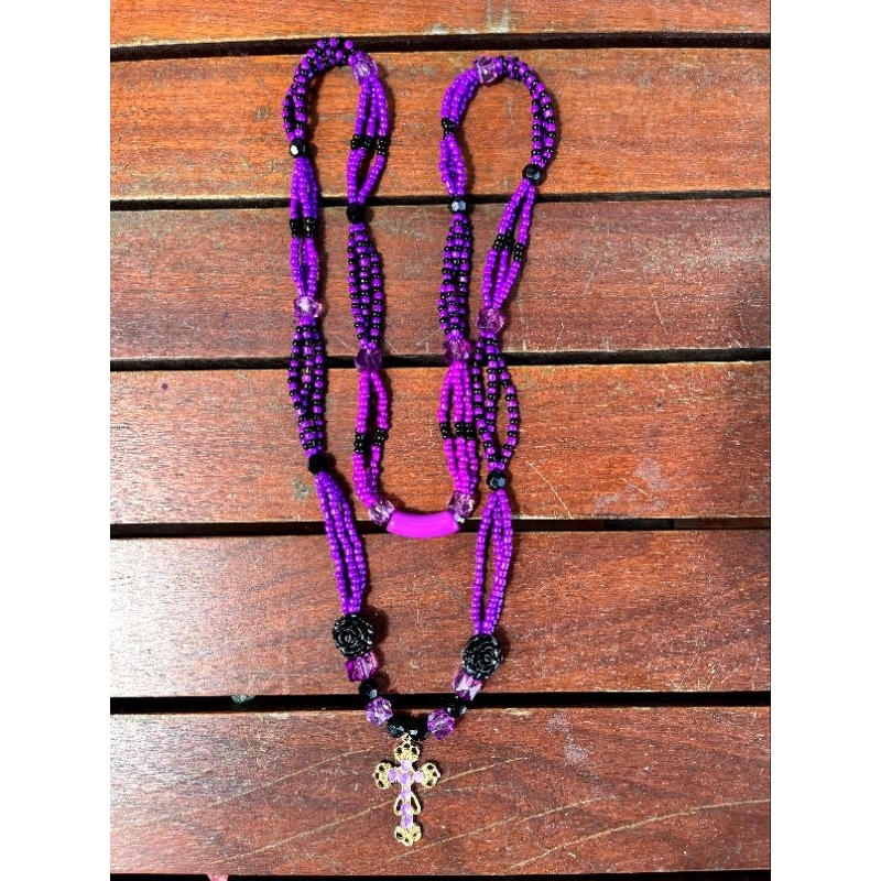 Guia de Pombogira Maria Mulambo roxa e preta 3 fios | Shopee Brasil