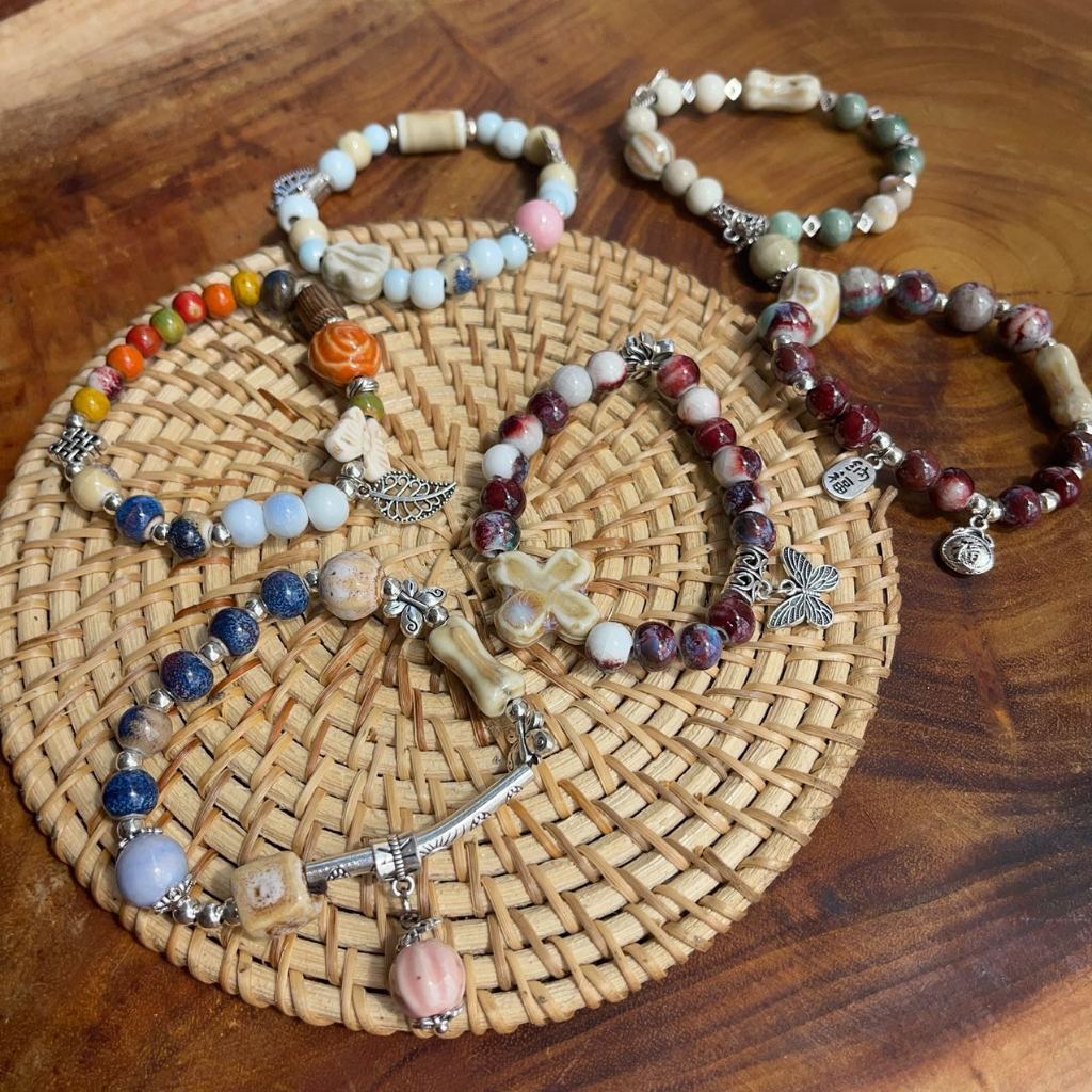 Moda literária estilo retro artesanal cerâmica pulseira feminina jóias femininas