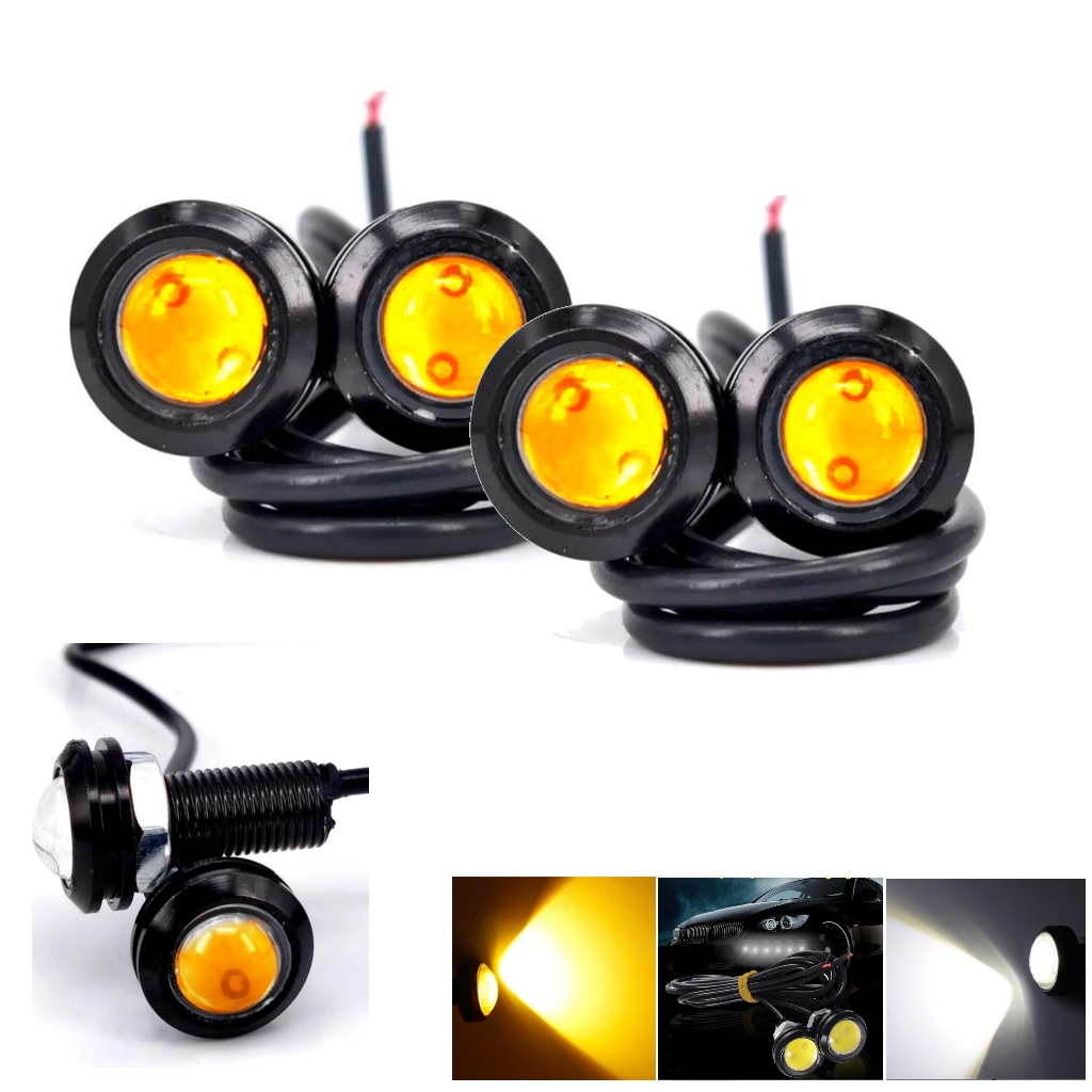 kit olho de LED PARA CARRO mini led 4 Luz De Grade Led AMARELO OU ...