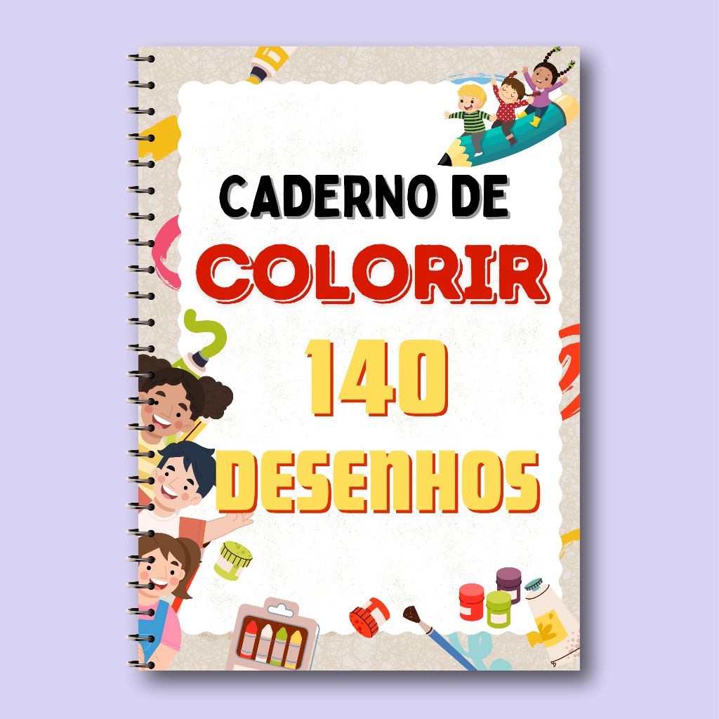 Caderno de pintar com 140 desenhos para colorir menino ou menina ...
