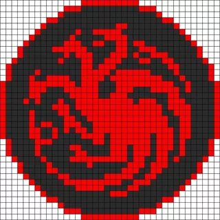 ímã / Totem Símbolo do Targaryen do GOT ( Games Of Thrones) em Pixel Art