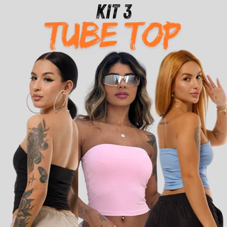 KIT 3 Tube Top Tomara Que Caia Com Forro No Busto