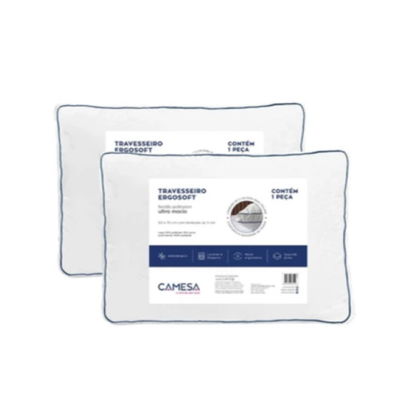 Kit 2 Travesseiros Camesa Ergosoft Hotel Ultra Macio 50x70