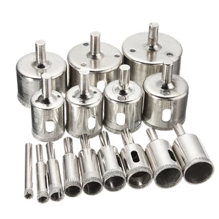 Jogo 16 Brocas Diamantadas Serra Copo furar Vidro Granito Ceramica 6 a 50 mm kit ferramentas