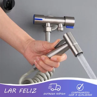 Ducha Higiênica Duas Saídas De 1/2 Mm Aço Inox Com Registro prata