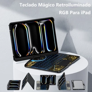 Teclado Mágico Com Touchpad RGB Rotativo Transparente para iPad Air 5 10.9 iPad Pro 11 Pro 12.9 iPad Gen 9 8 7 10.2
