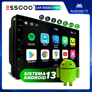 （Envio de São Paulo）ESSGOO Central Multimidia Android 13 2GB 4GB 7 Pol 2 Din Espelhamento USB Bluetooth GPS Integrado