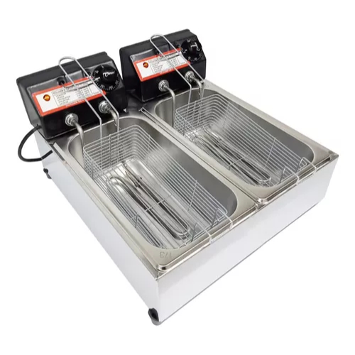 Fritadeira Elétrica Óleo Inox 2 Cubas Total 6 Litros