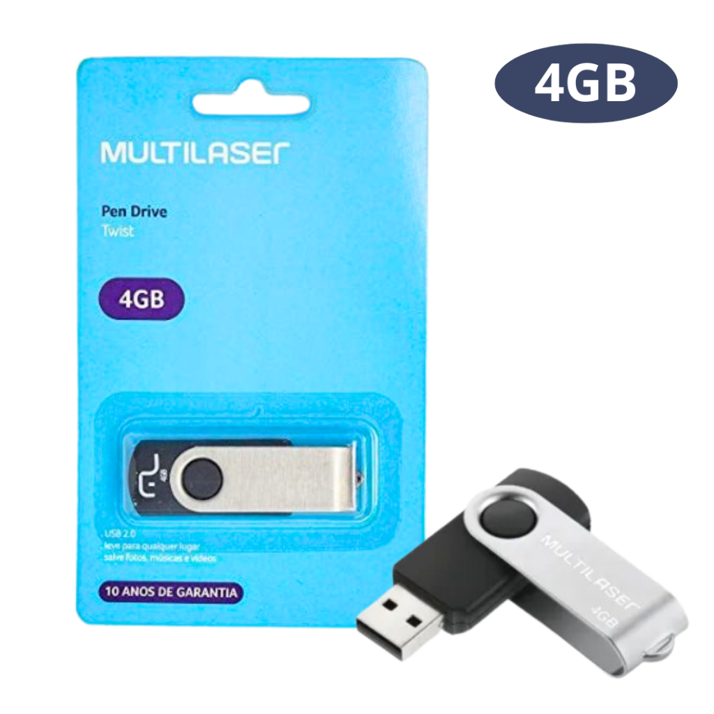 Pen Drive Twist 4GB USB Leitura 10MB/s e Gravação 3MB/s Preto ...