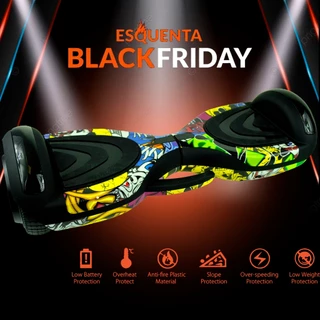 Hoverboard Skate Eletrico Oficial Rubro Negro 6,5 Poleg. Bluetooth Som Mp3 LED