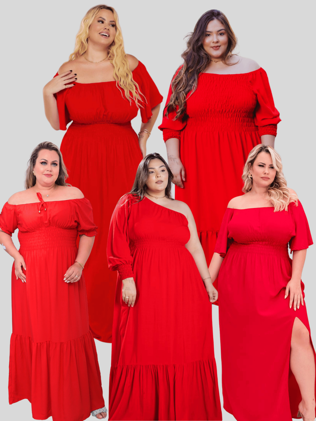 Vestido Vermelho Plus Size Longo Natal Ajustável Com Fenda Babado Manga  Nula Manga 3/4 Ombro a Ombro