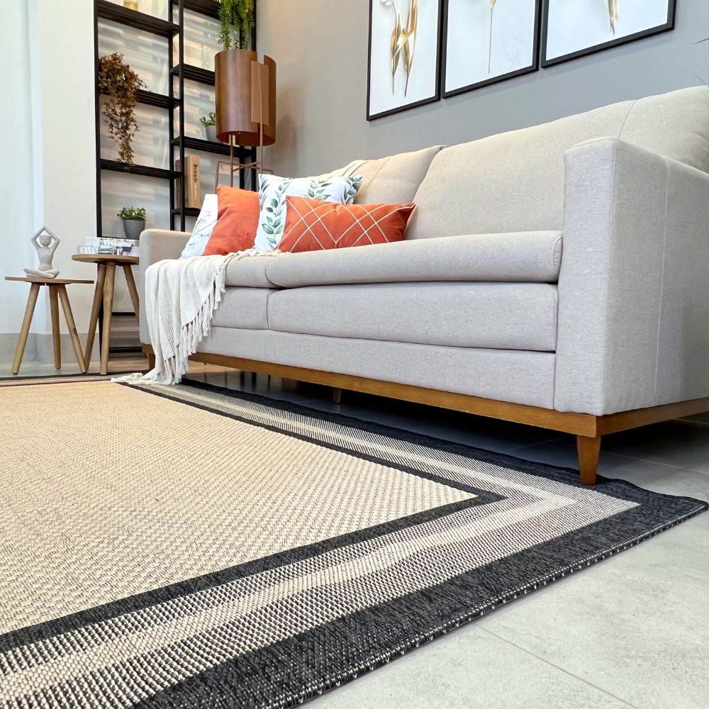 Tapetes J Serrano Moldura 100x150: Elegância Premium Condomínio Luxo Área de Recepção Elite