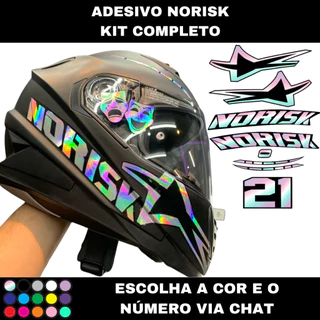 ADESIVO CAPACETE NORISK HOLOGRAFICO CAMALEAO LAMINADO COMPLETO