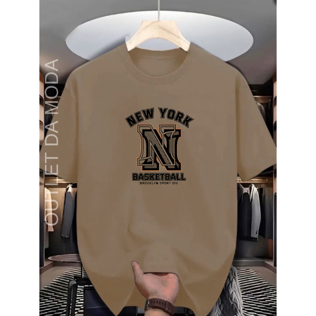 Camiseta Masculina New York Basketball Camisa 100% algodão malha 30.1