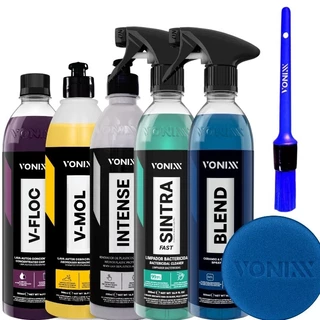 KIT COMPLETO VONIXX V-FLOC V-MOL SHAMPOO INTENSE PLASTICO SINTRA BLEND SPRAY CERA APLICADOR E PINCEL