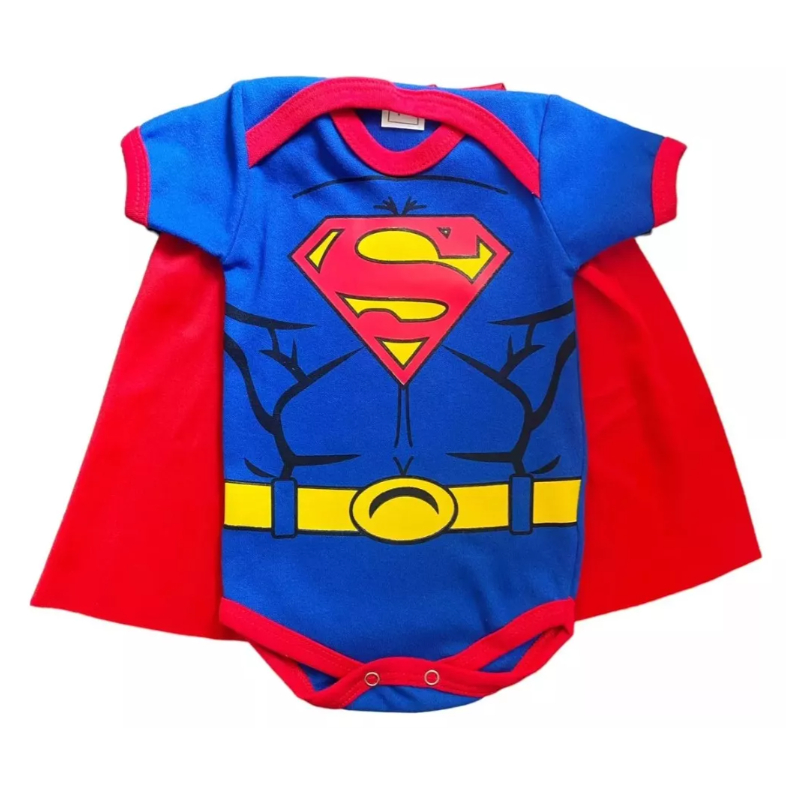 Body bebê temático super homem + boina infantil personagem fantasia ...