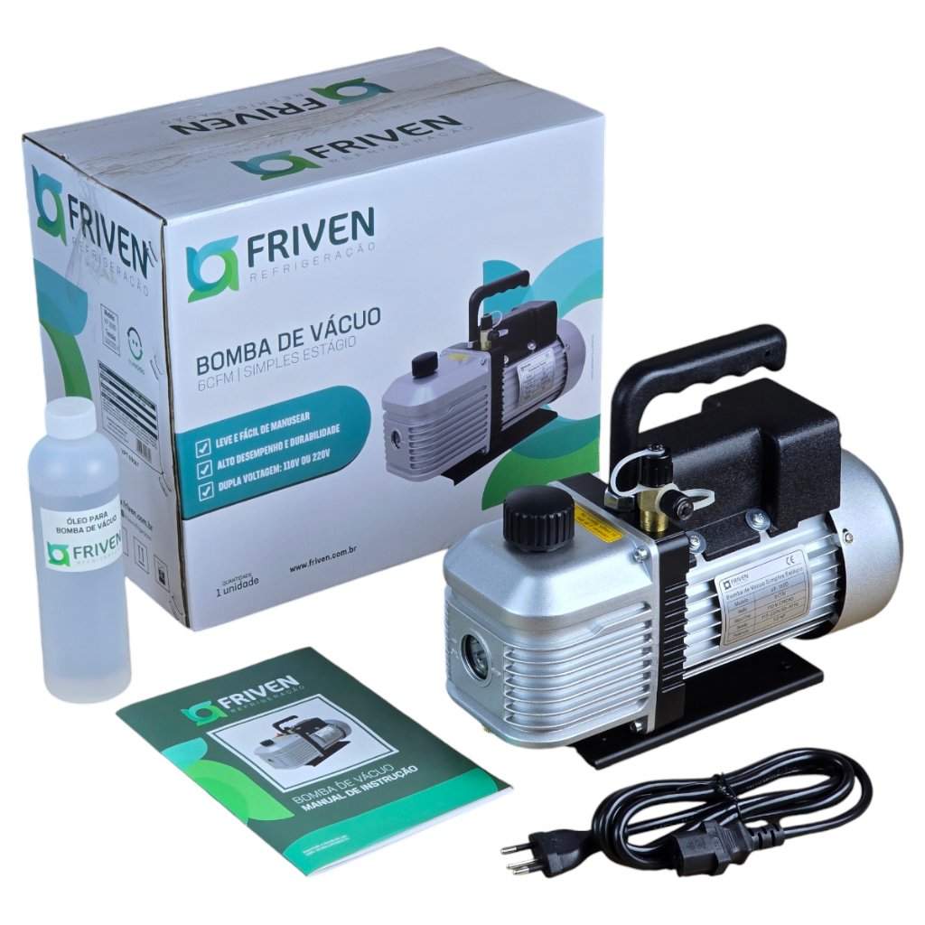Bomba De Vácuo 6cfm VP160D Com Simples Estágio Friven Bivolt C/óleo ...