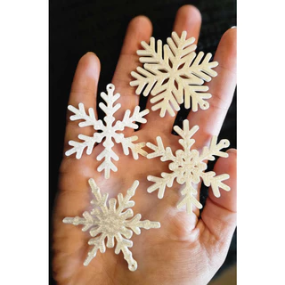 Conjunto com 15 enfeites de Natal - Flocos de Neve 4,5 Cm